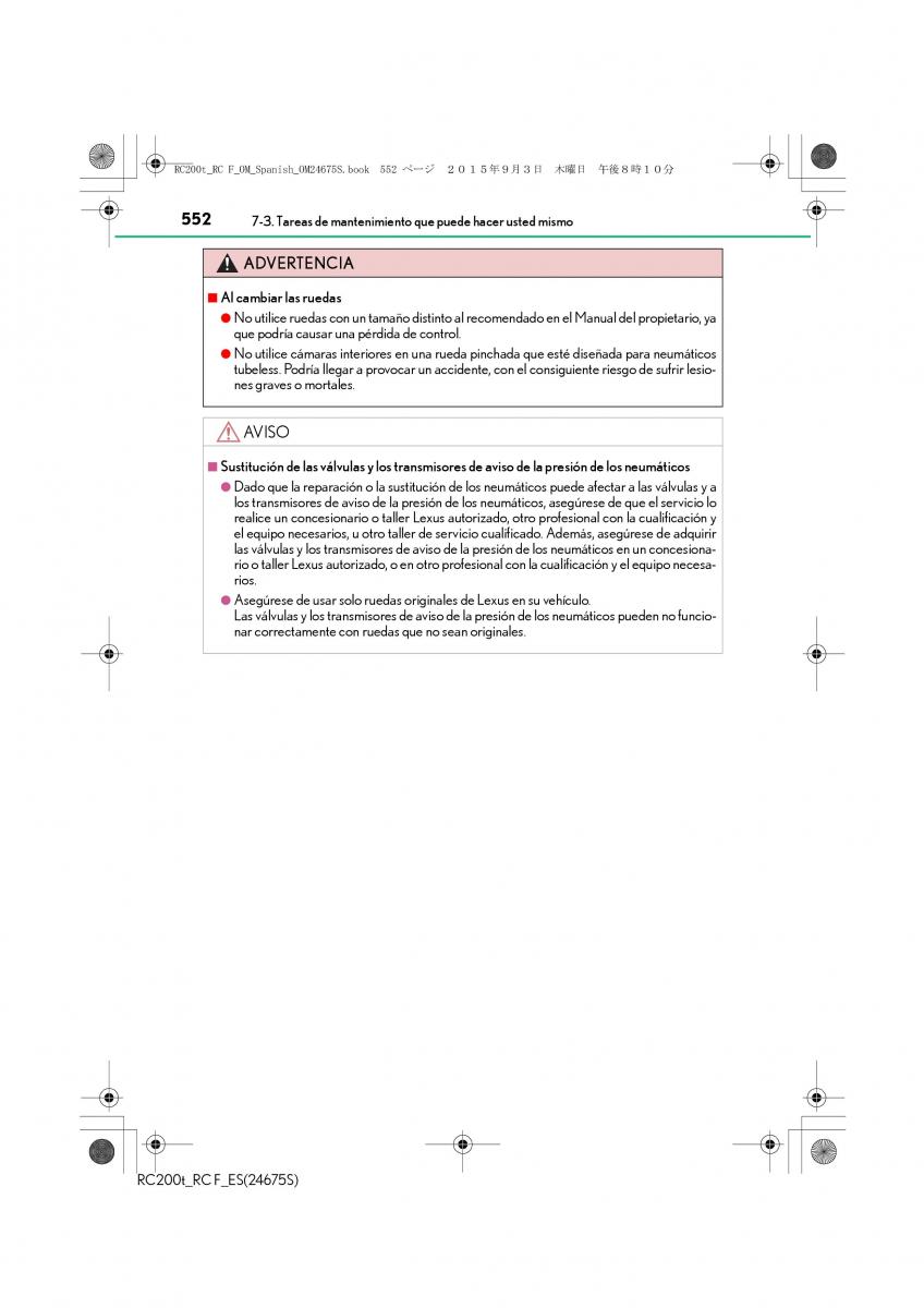 Lexus RC manual del propietario / page 552