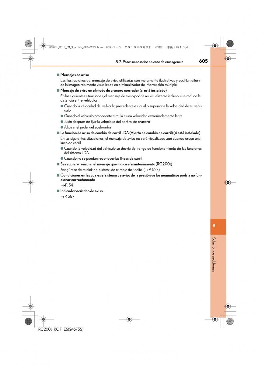 Lexus RC manual del propietario / page 605