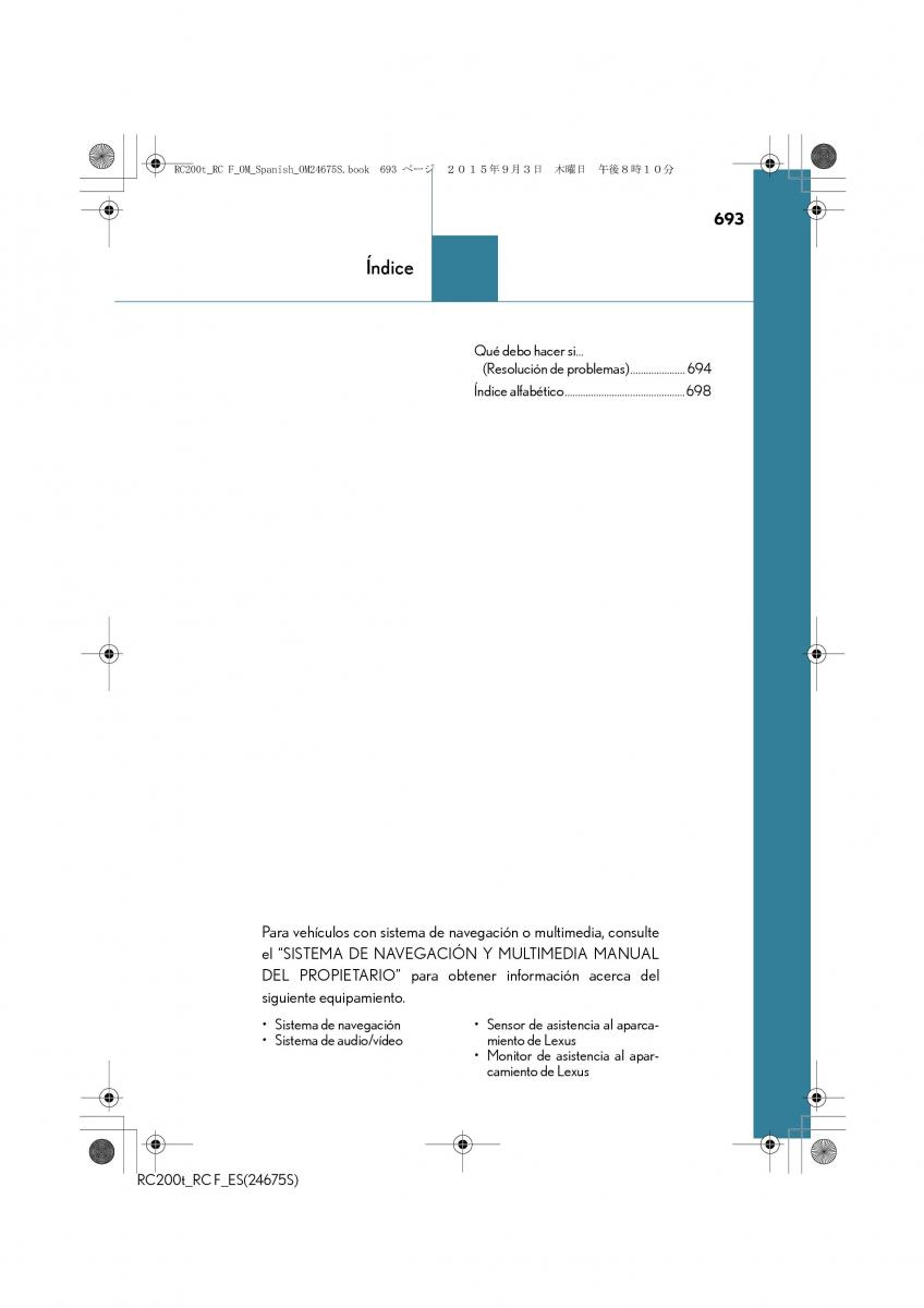 Lexus RC manual del propietario / page 693