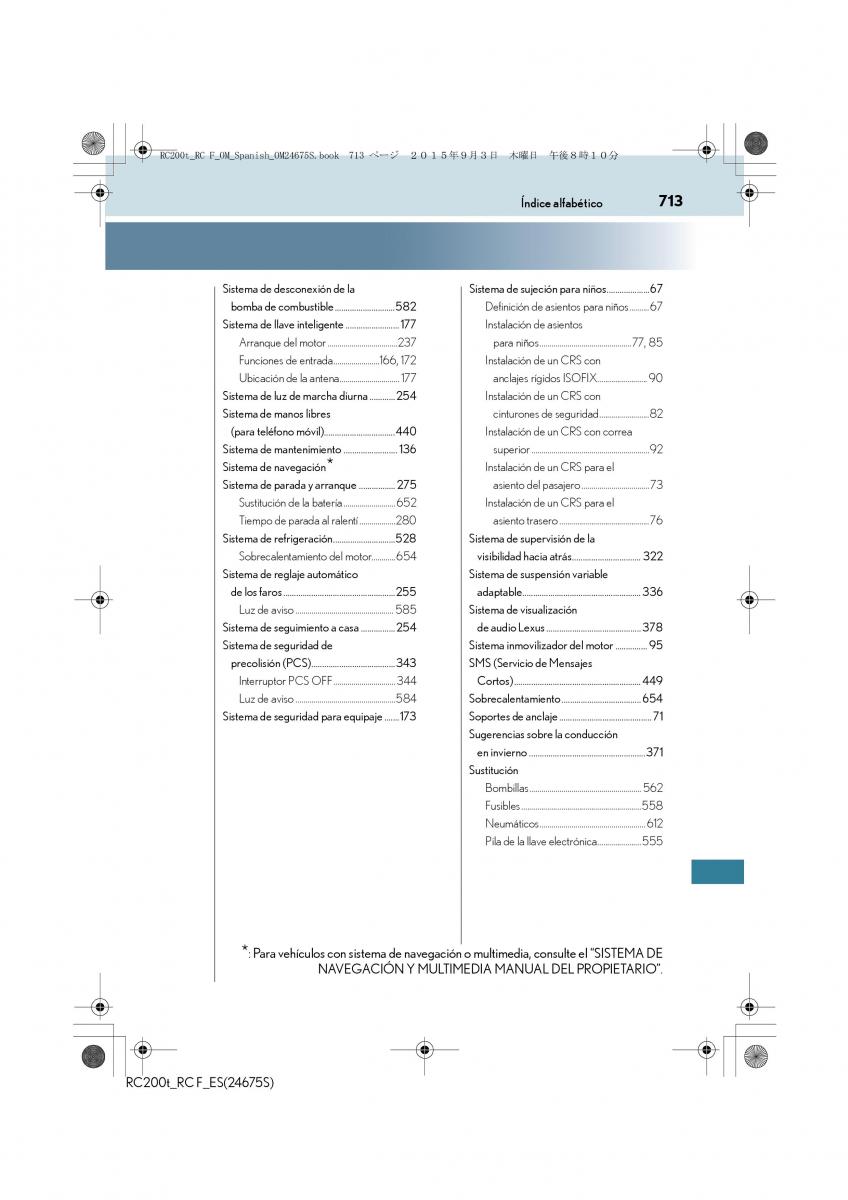 Lexus RC manual del propietario / page 713