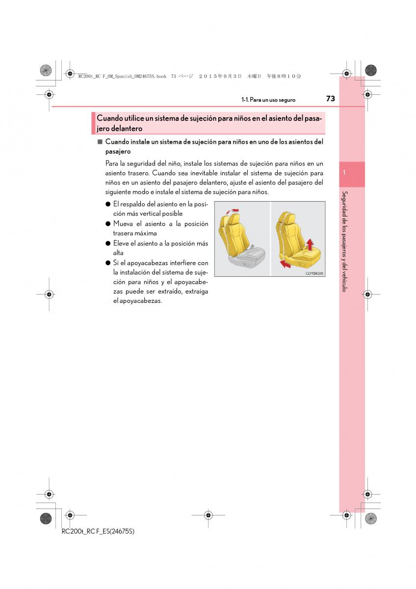 Lexus RC manual del propietario / page 73