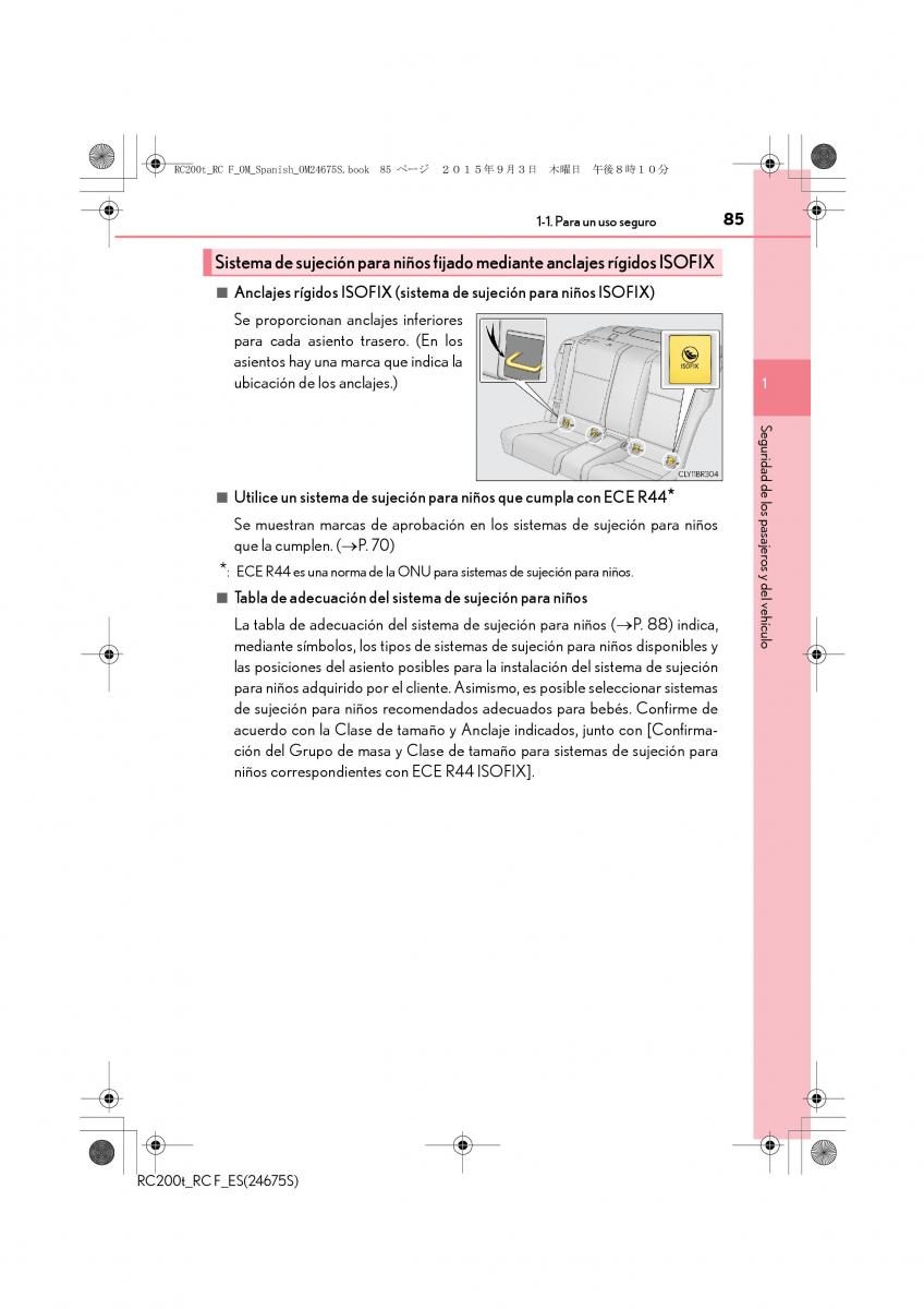 Lexus RC manual del propietario / page 85