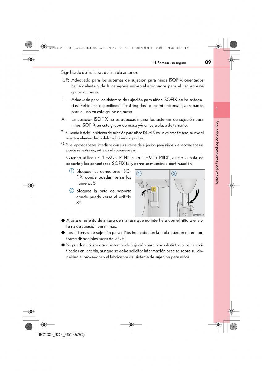 Lexus RC manual del propietario / page 89