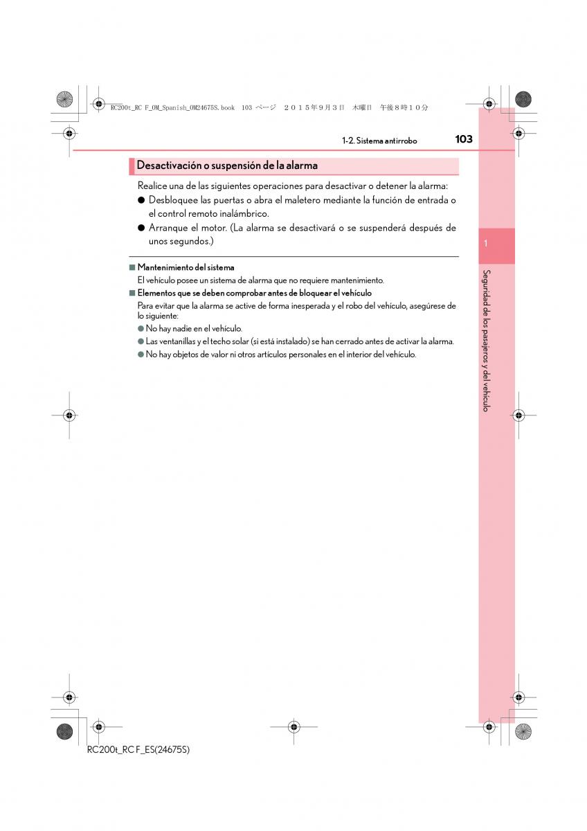 Lexus RC manual del propietario / page 103