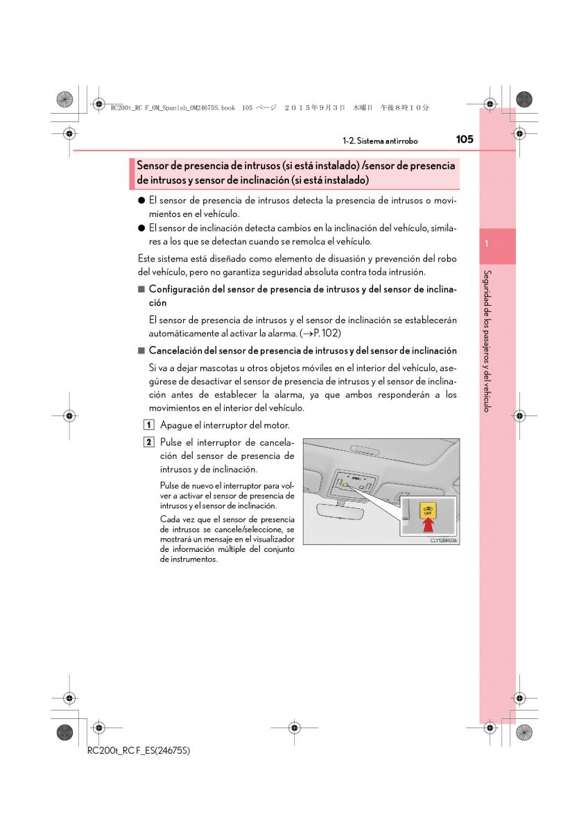 Lexus RC manual del propietario / page 105