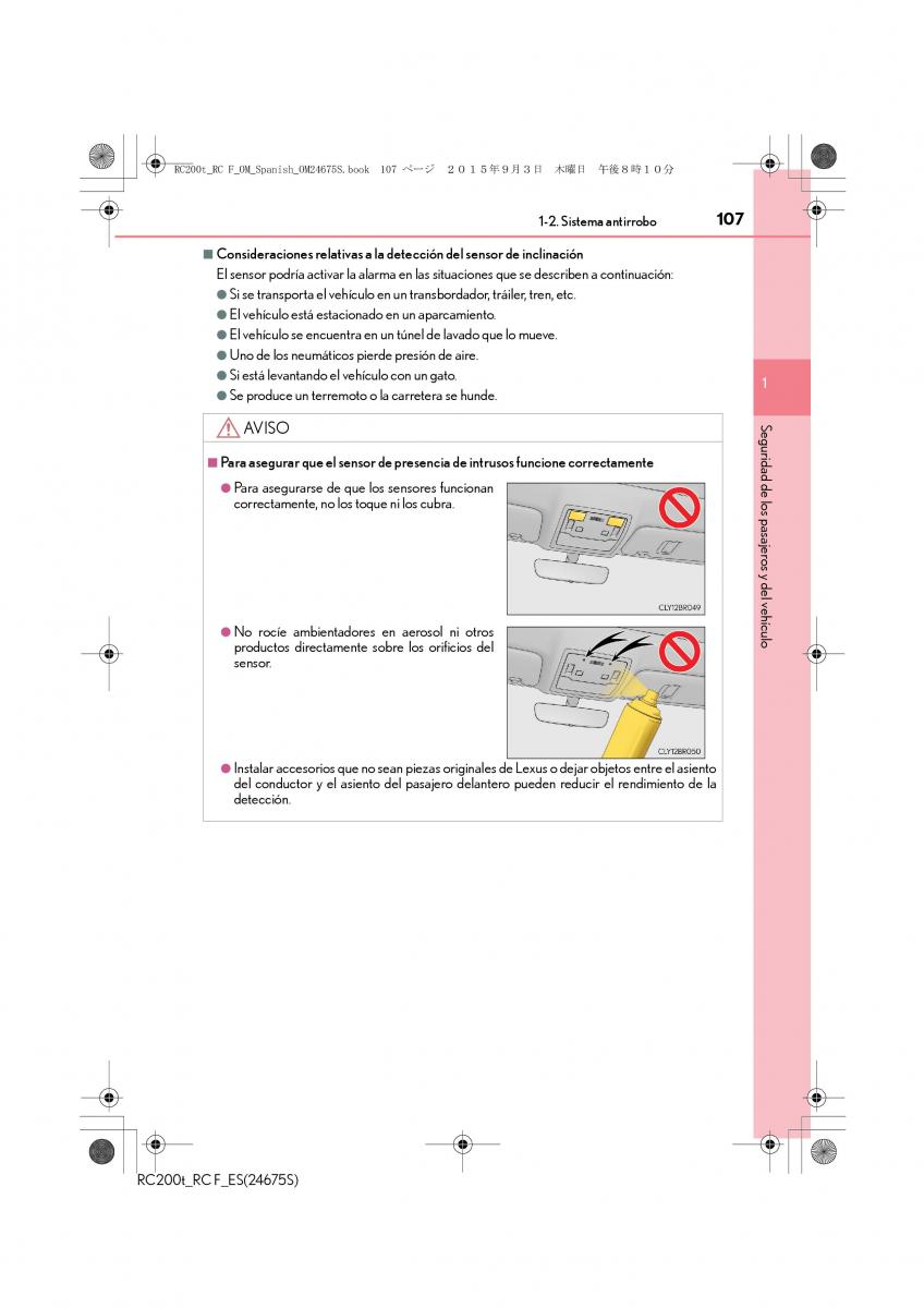 Lexus RC manual del propietario / page 107