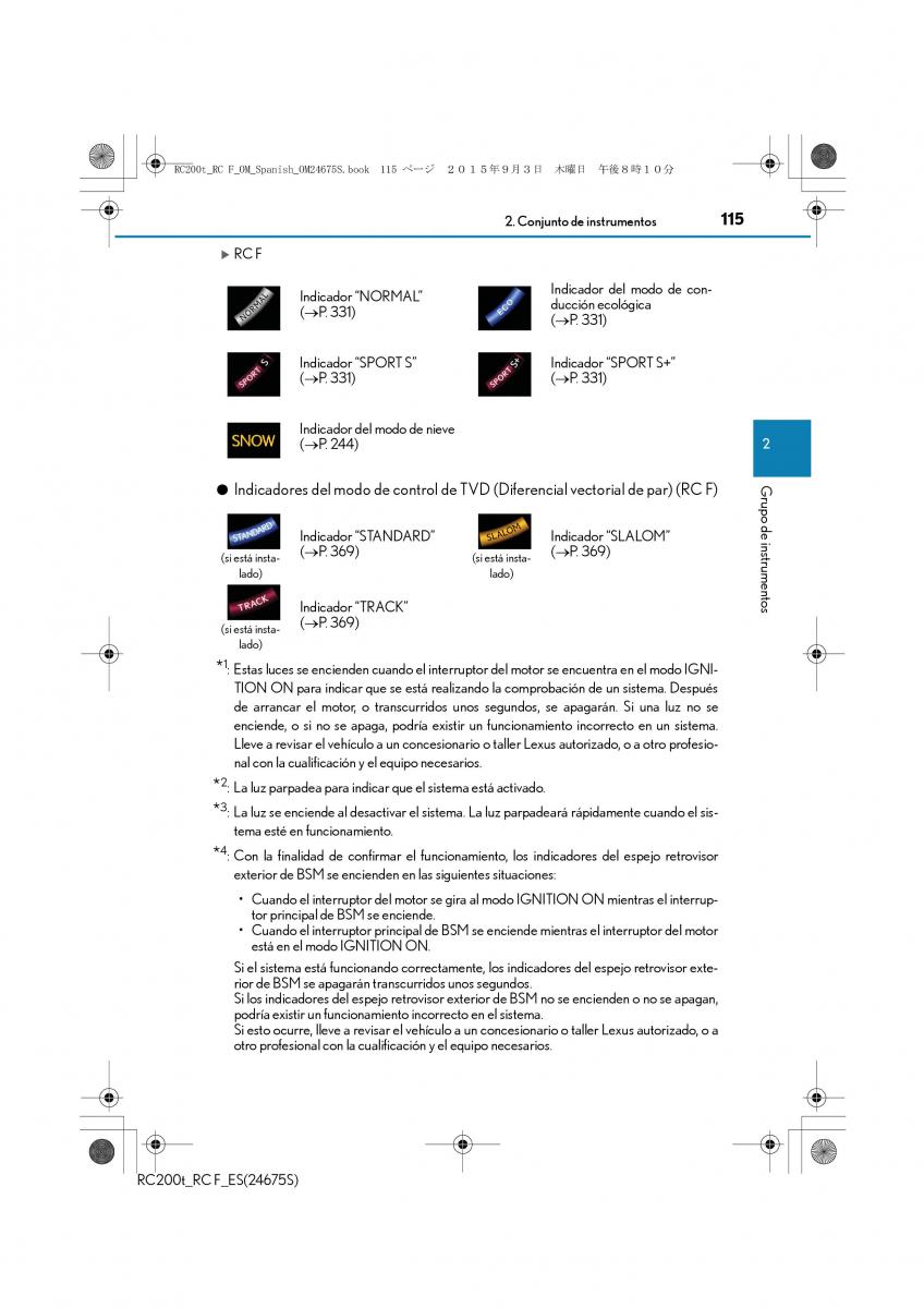 Lexus RC manual del propietario / page 115