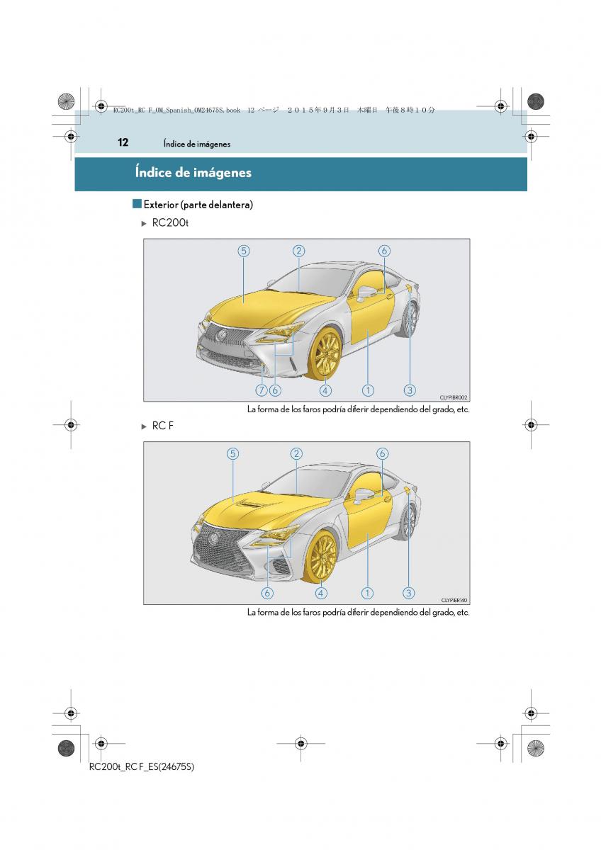 Lexus RC manual del propietario / page 12