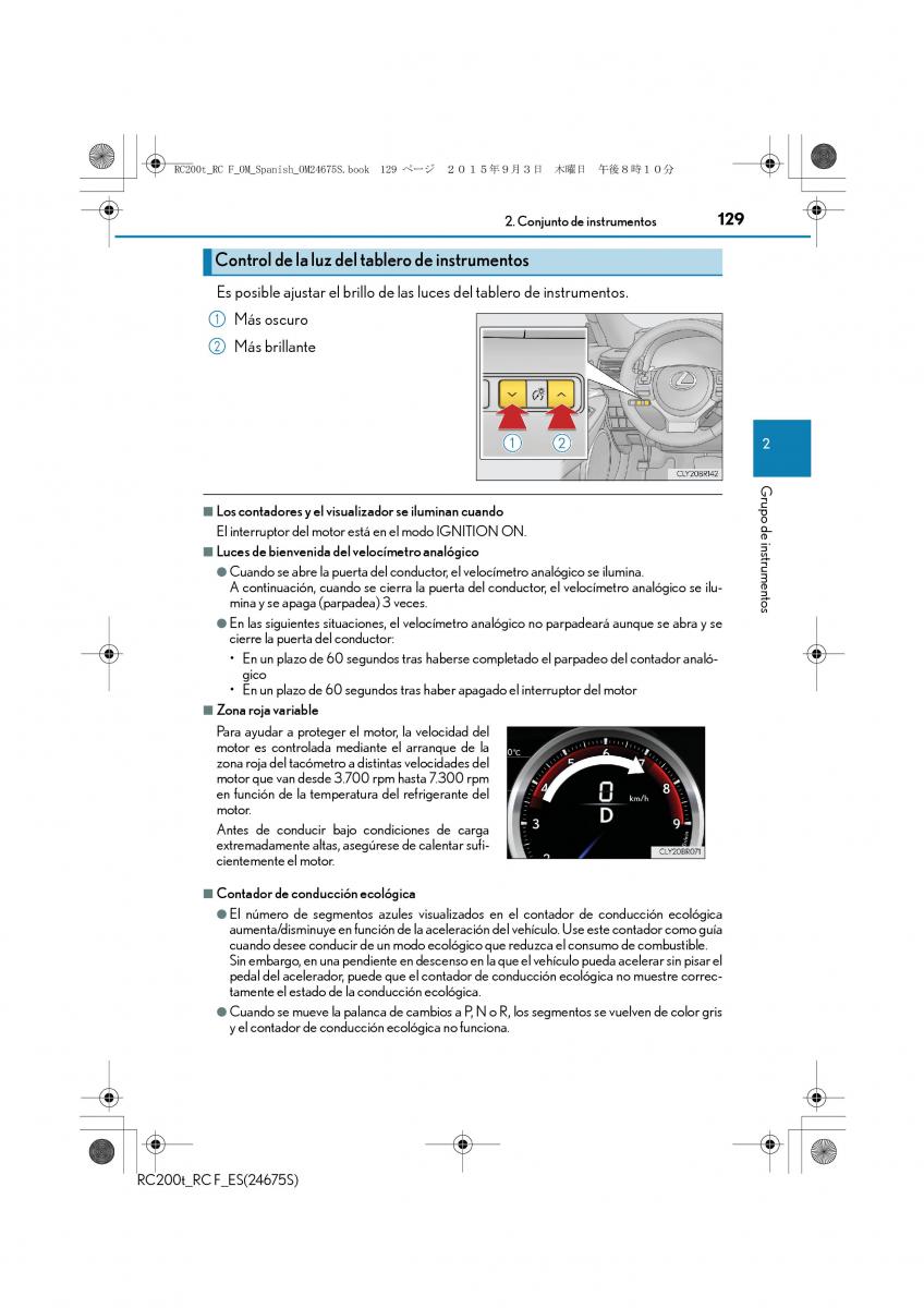 Lexus RC manual del propietario / page 129