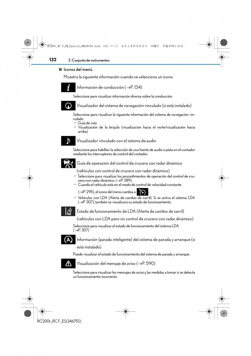 Lexus RC manual del propietario / page 132