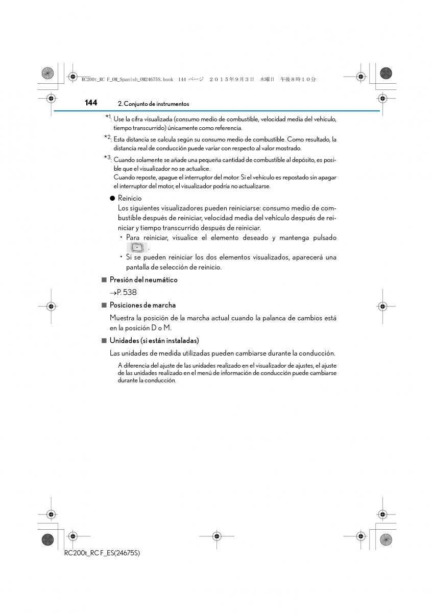Lexus RC manual del propietario / page 144