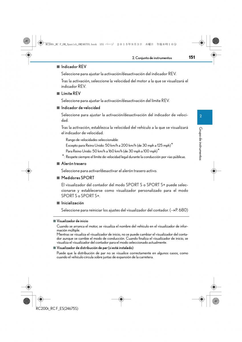 Lexus RC manual del propietario / page 151