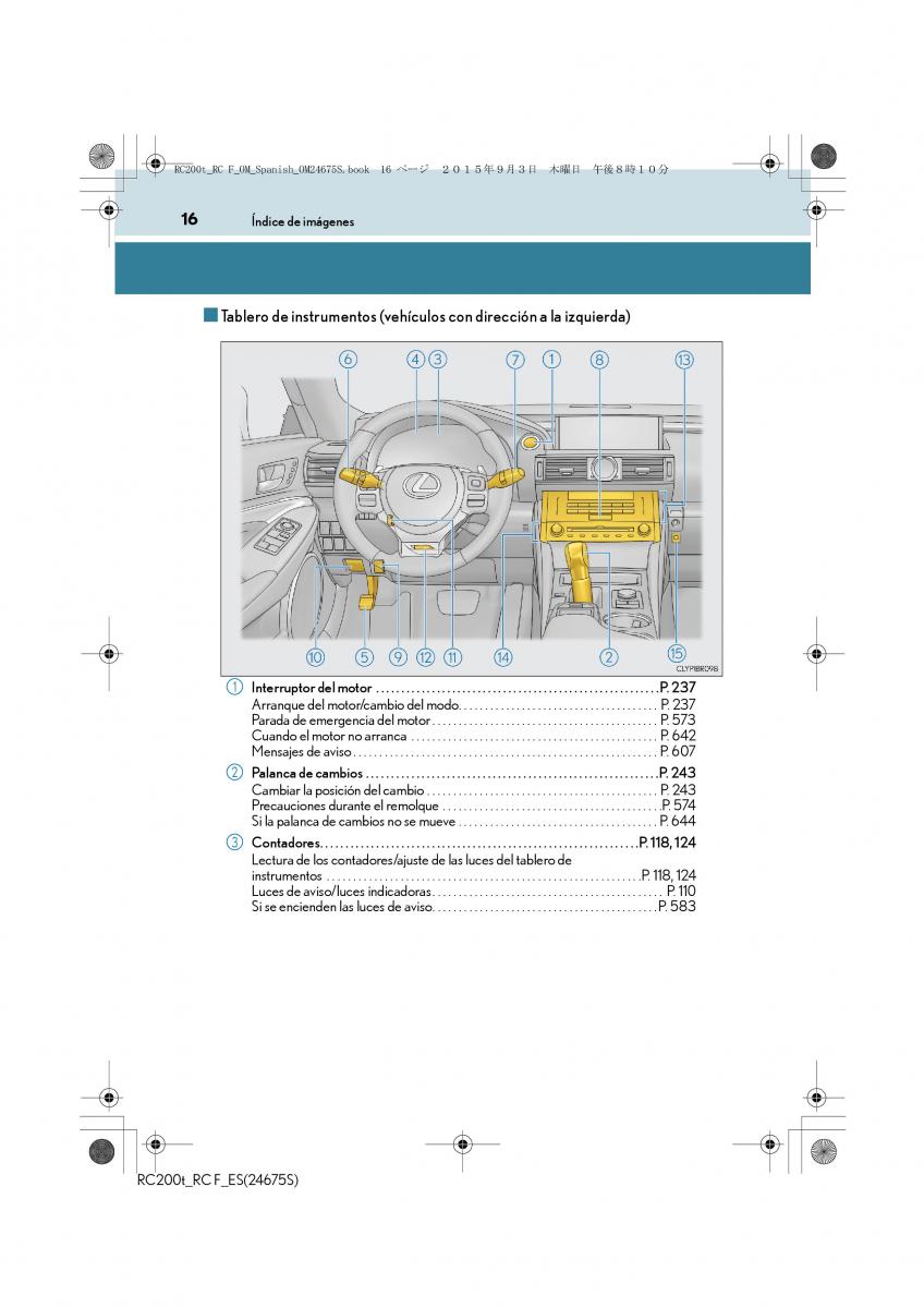 Lexus RC manual del propietario / page 16