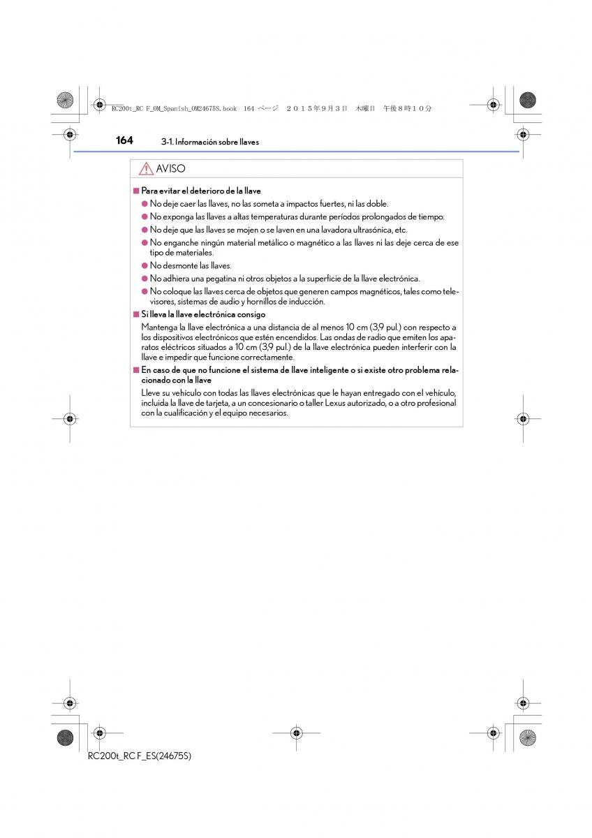 Lexus RC manual del propietario / page 164