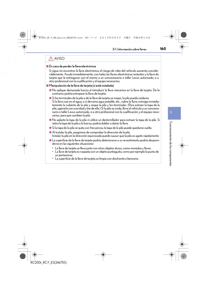Lexus RC manual del propietario / page 165