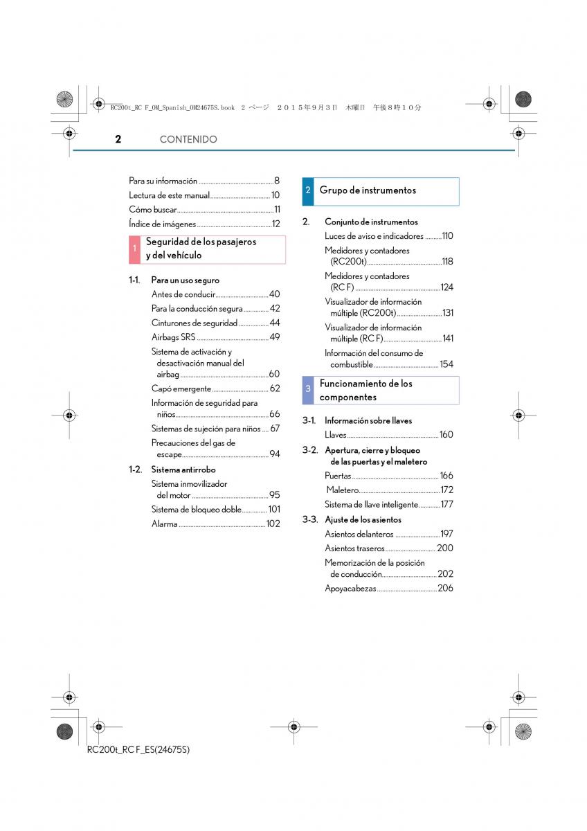 Lexus RC manual del propietario / page 2