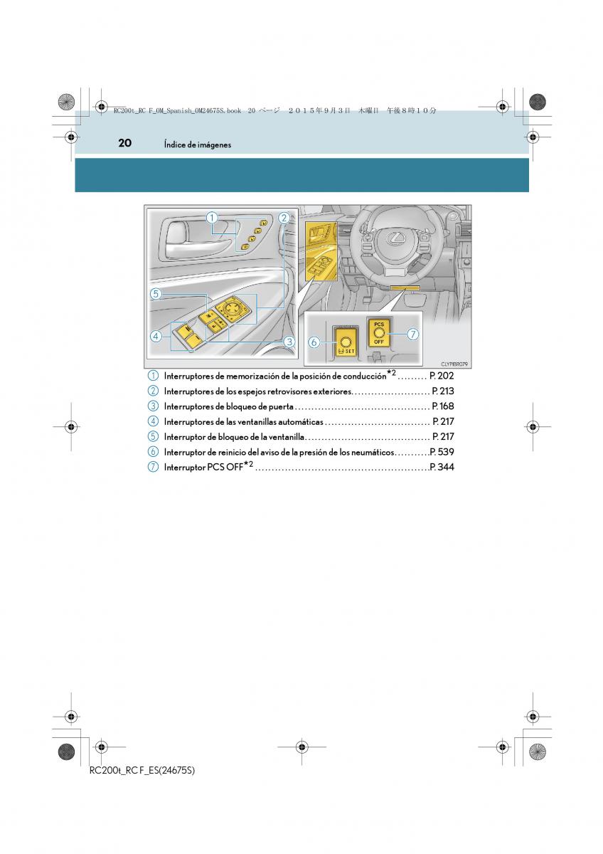 Lexus RC manual del propietario / page 20