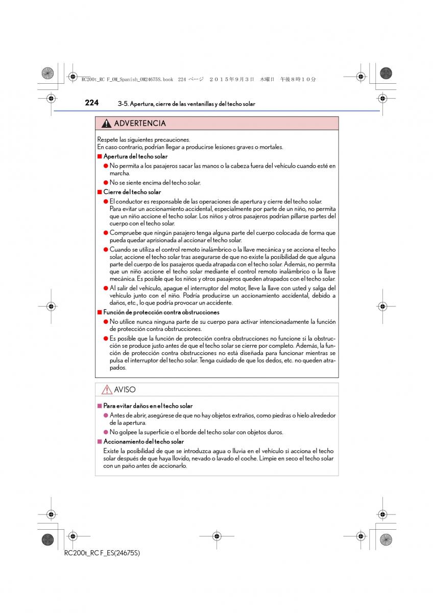 Lexus RC manual del propietario / page 224