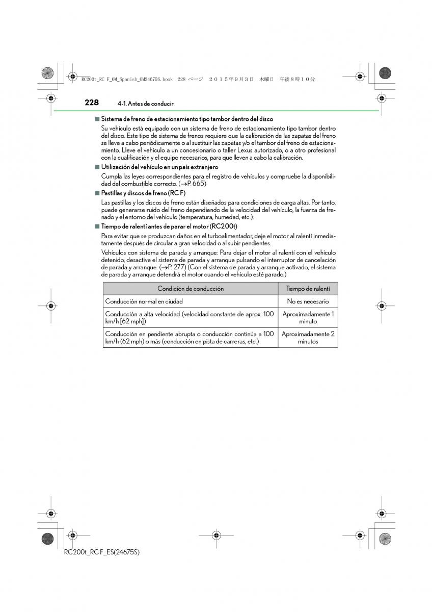 Lexus RC manual del propietario / page 228