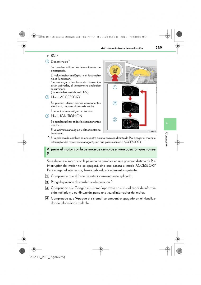 Lexus RC manual del propietario / page 239