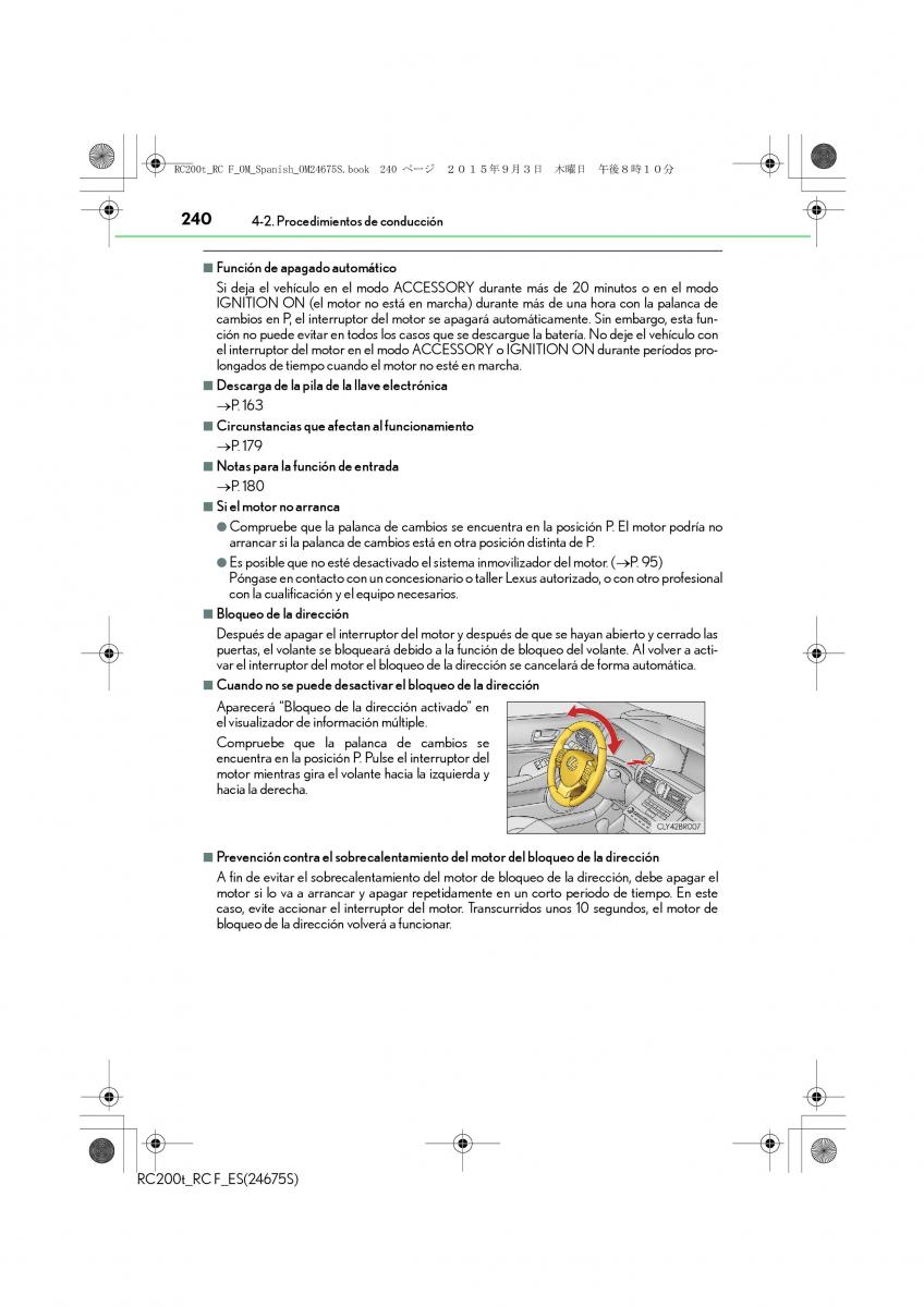 Lexus RC manual del propietario / page 240