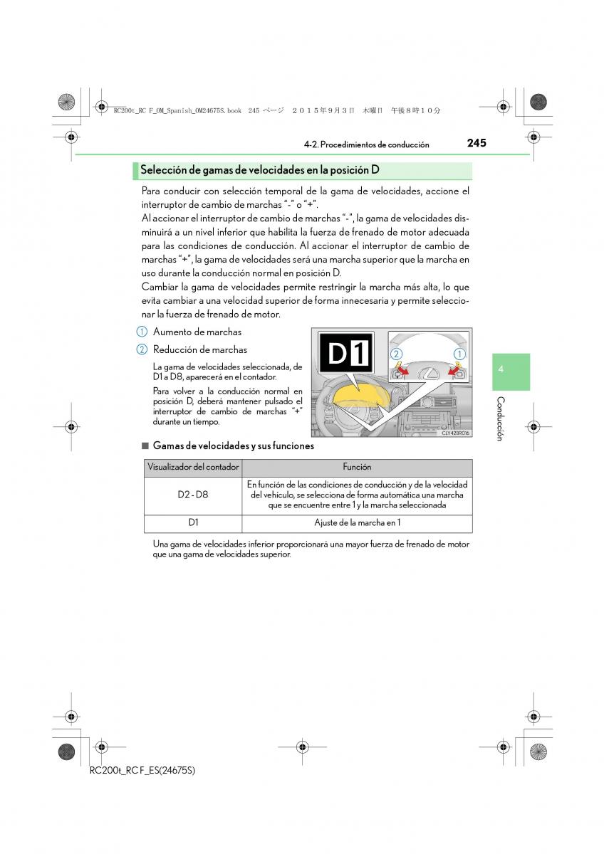 Lexus RC manual del propietario / page 245