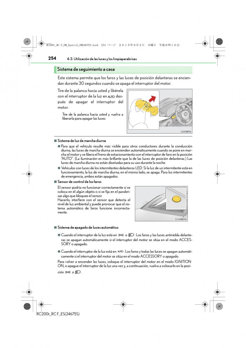 Lexus RC manual del propietario / page 254