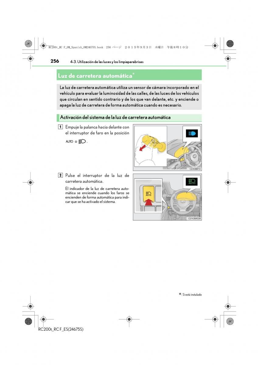 Lexus RC manual del propietario / page 256