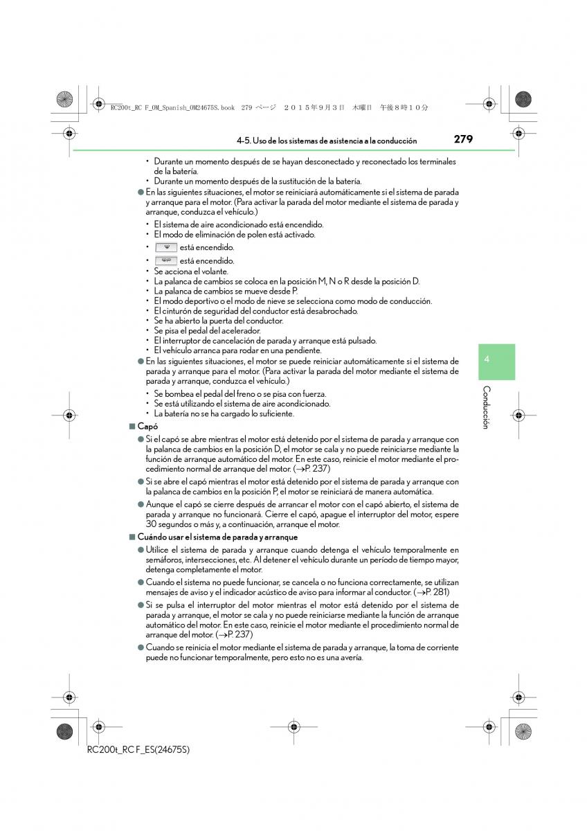 Lexus RC manual del propietario / page 279