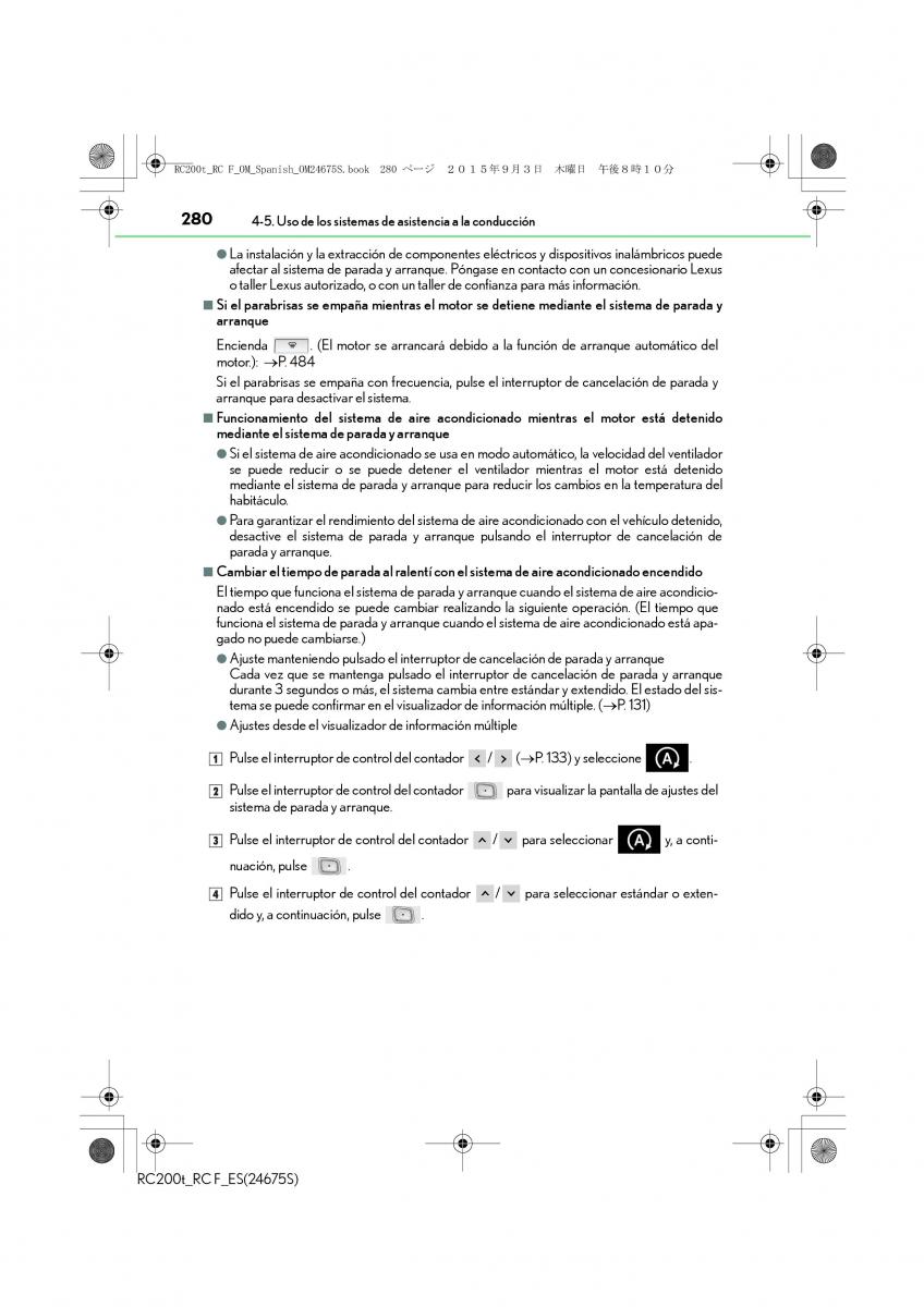 Lexus RC manual del propietario / page 280