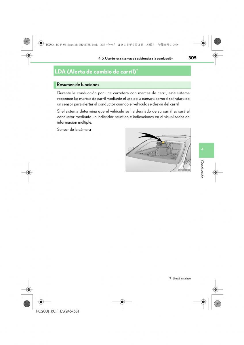 Lexus RC manual del propietario / page 305