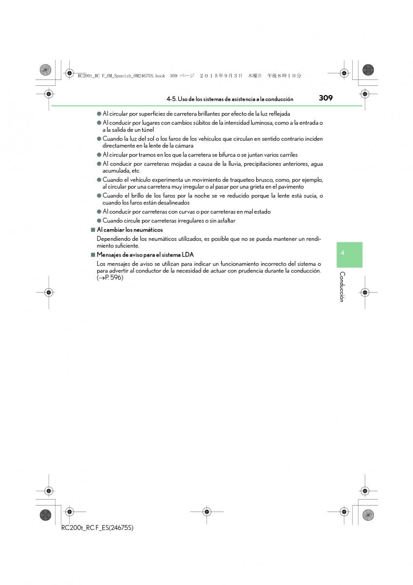 Lexus RC manual del propietario / page 309