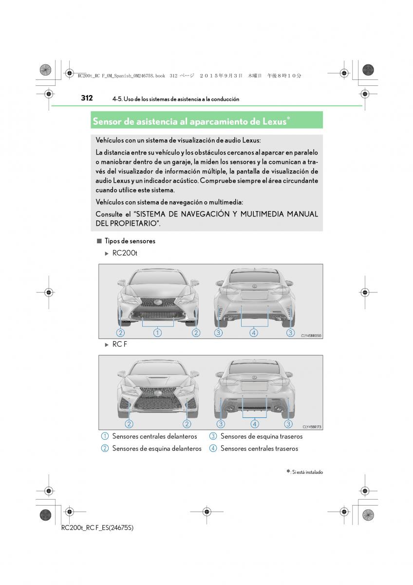 Lexus RC manual del propietario / page 312