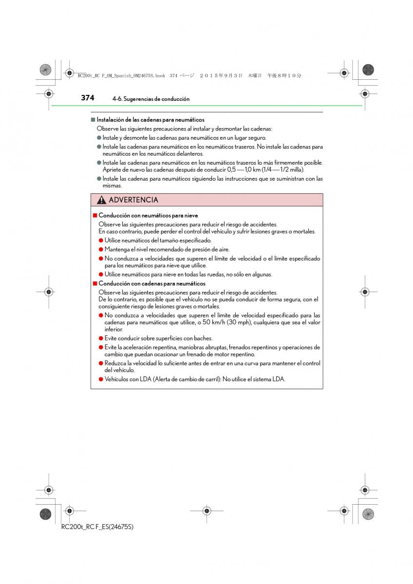 Lexus RC manual del propietario / page 374