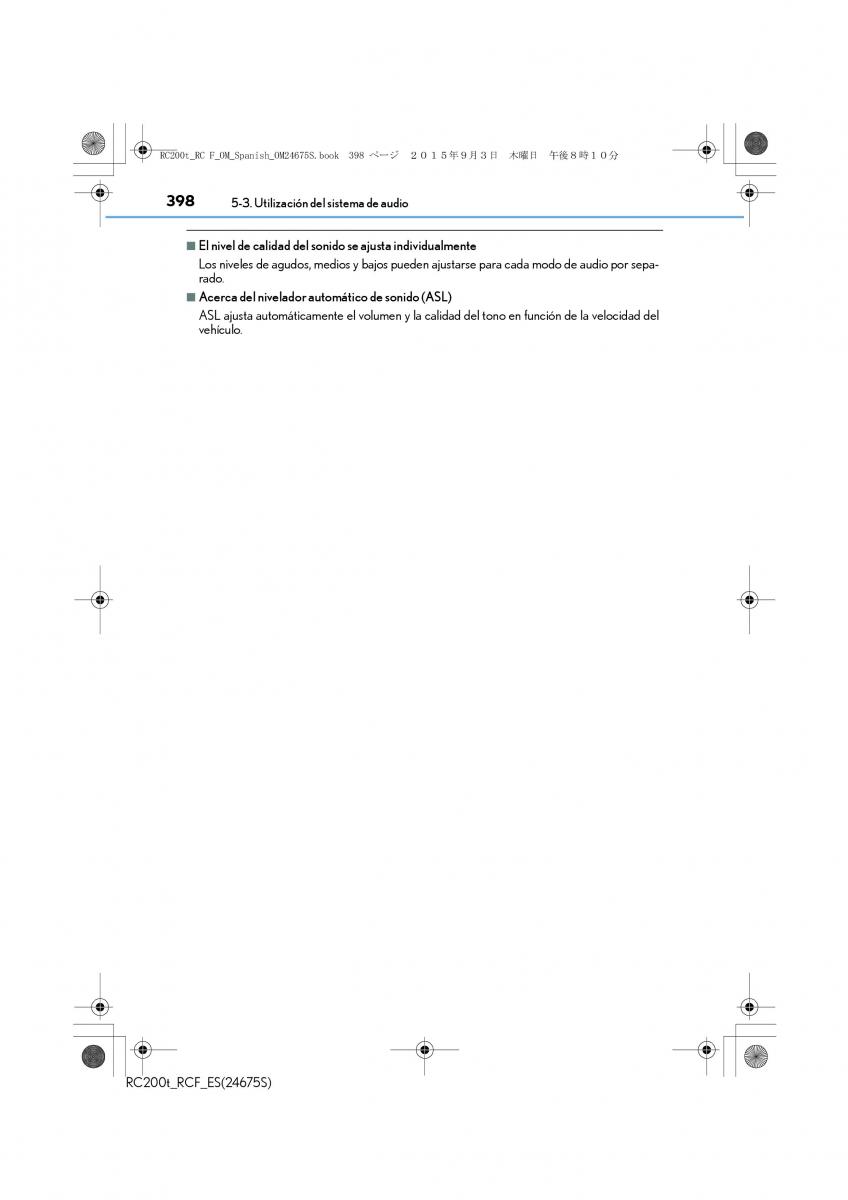 Lexus RC manual del propietario / page 398