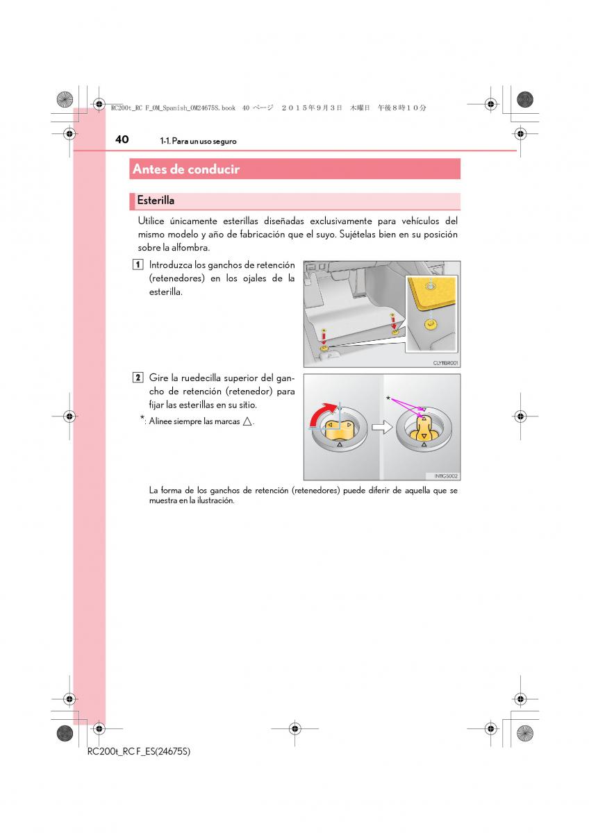 Lexus RC manual del propietario / page 40