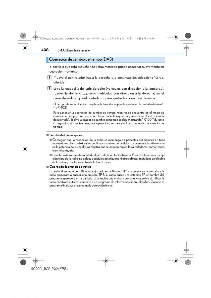 Lexus RC manual del propietario / page 408