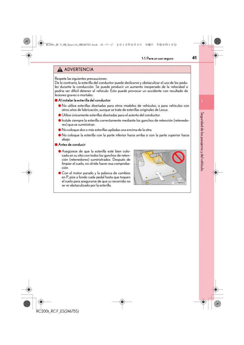 Lexus RC manual del propietario / page 41