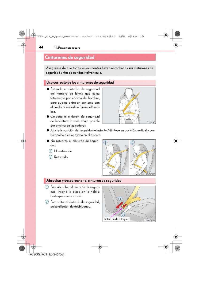 Lexus RC manual del propietario / page 44