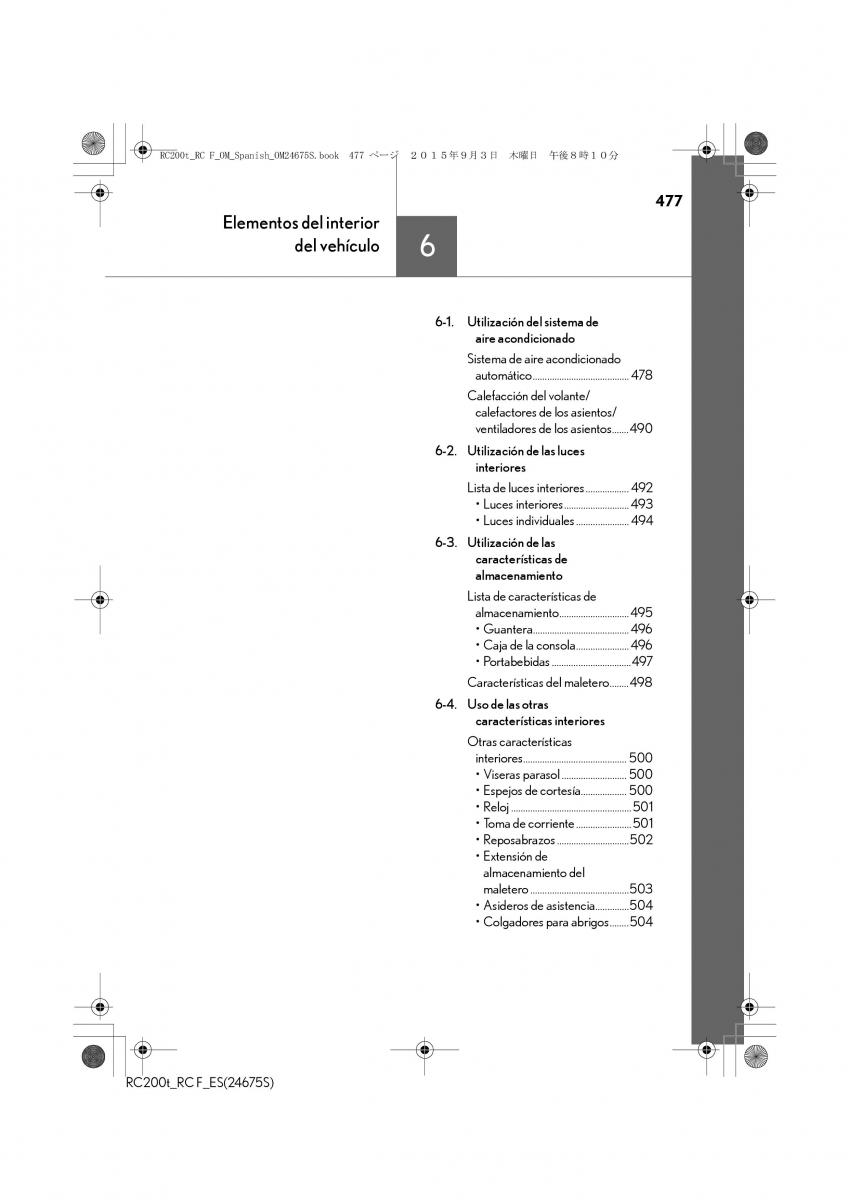 Lexus RC manual del propietario / page 477