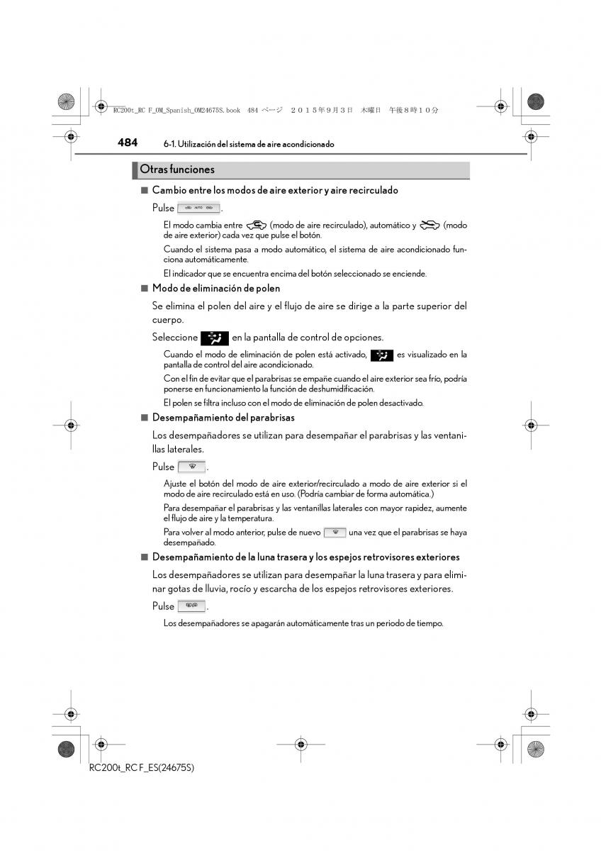 Lexus RC manual del propietario / page 484