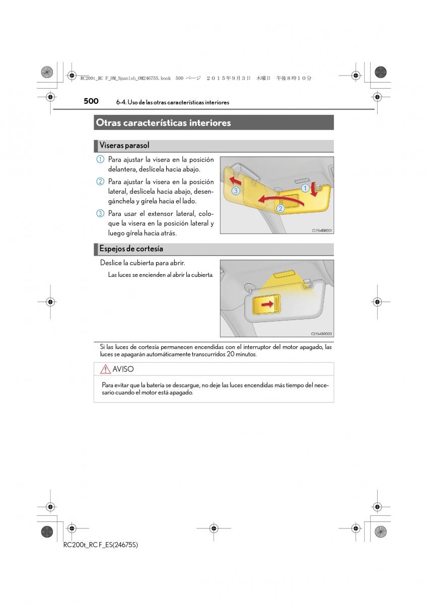 Lexus RC manual del propietario / page 500