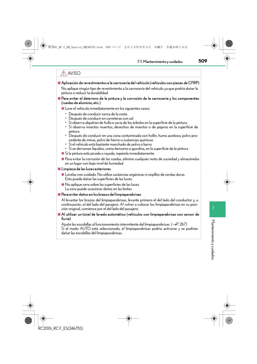 Lexus RC manual del propietario / page 509