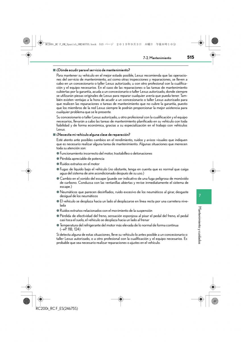 Lexus RC manual del propietario / page 515
