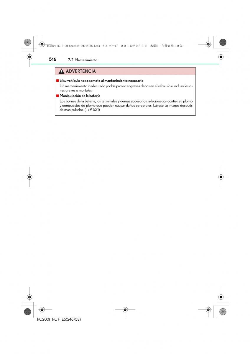 Lexus RC manual del propietario / page 516