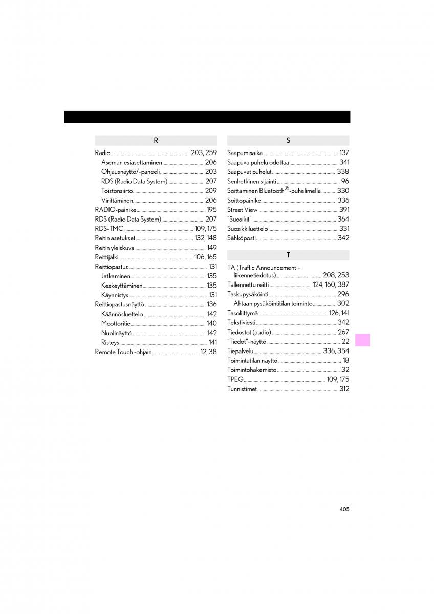 Lexus RC omistajan kasikirja / page 405