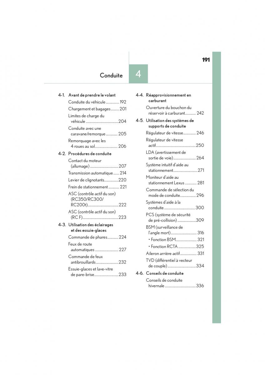 Lexus RC manuel du proprietaire / page 193