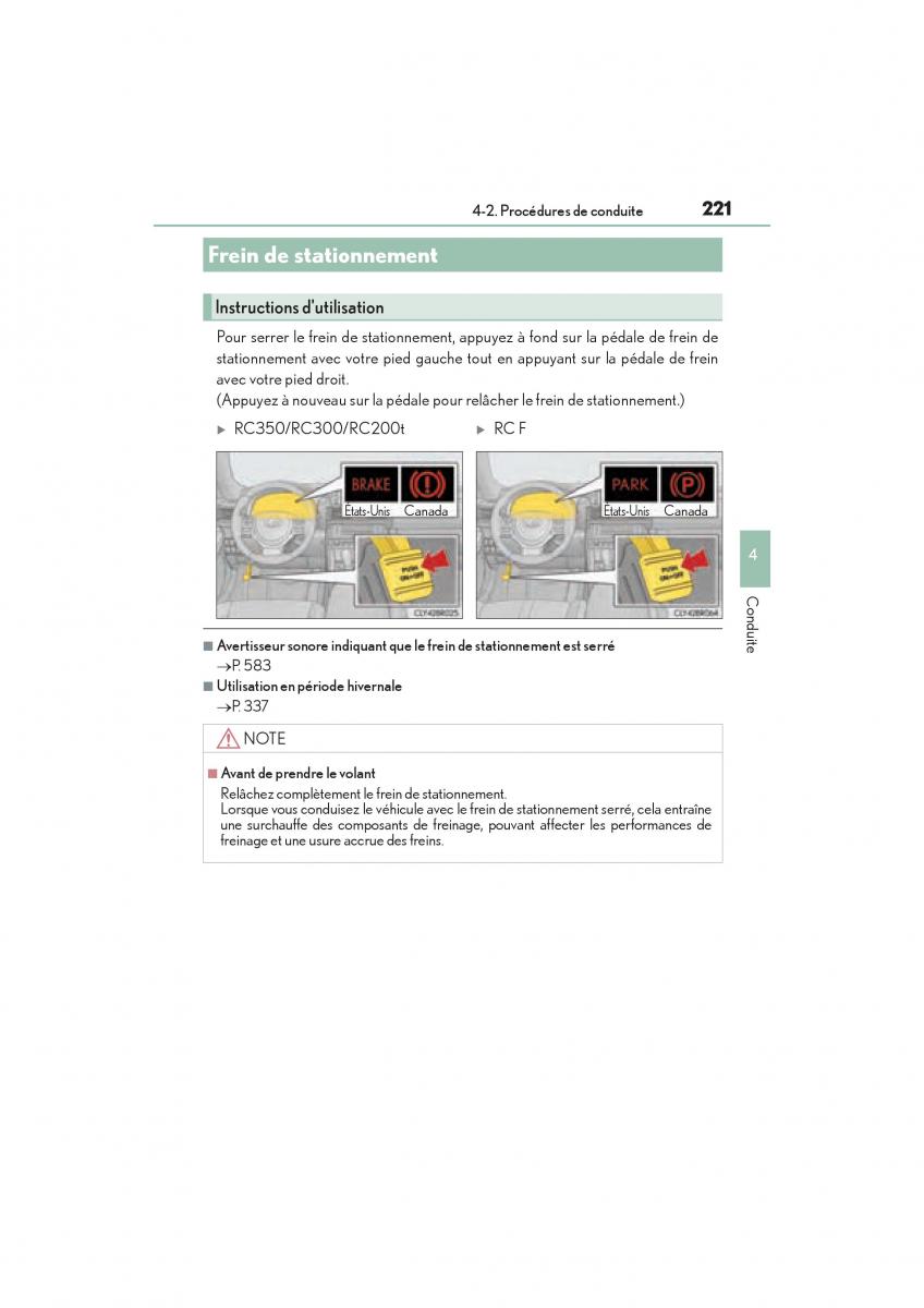 Lexus RC manuel du proprietaire / page 223