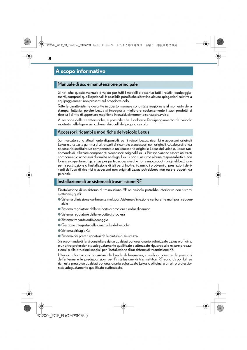 Lexus RC manuale del proprietario / page 8