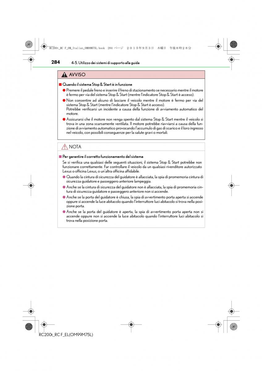 Lexus RC manuale del proprietario / page 284